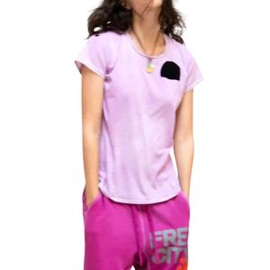 FREE CITY Sign Golden Line Short Sleeve Tee in Pinkmilk